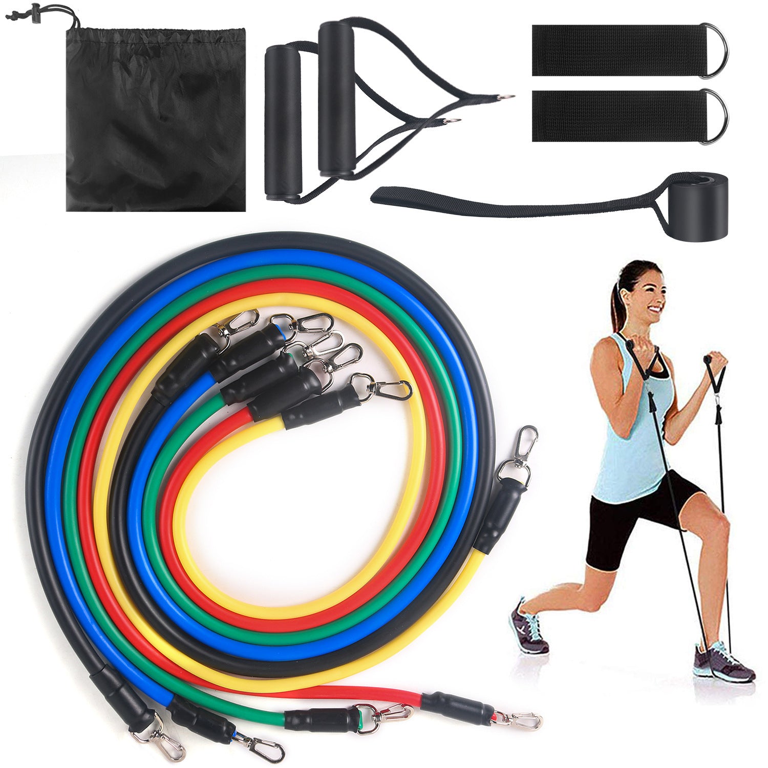 Elastic Resistance Band Set for Home Workouts