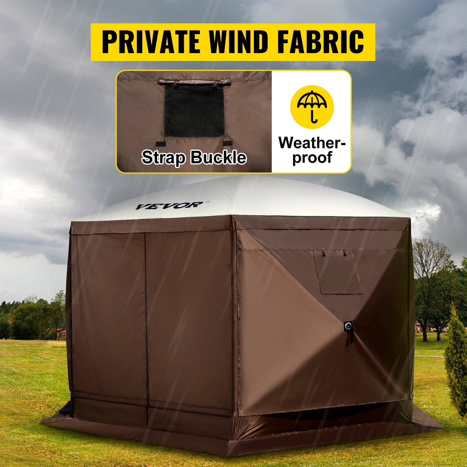 SucceBuy Pop-Up Camping Gazebo | 6-Sided Instant Canopy Shelter 12x12 / 10x10 Sun Shade Tent