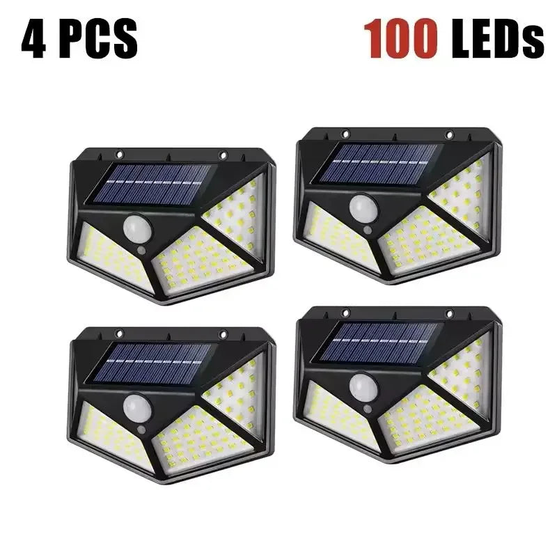 Solar Motion Sensor Wall Lights – 100 LED Outdoor Security Lamps