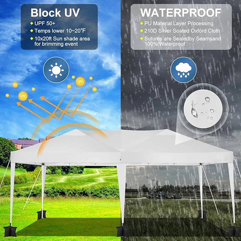 10x20 FT Pop Up Canopy Tent with 6 Sidewalls Waterproof Outdoor Event Shelter