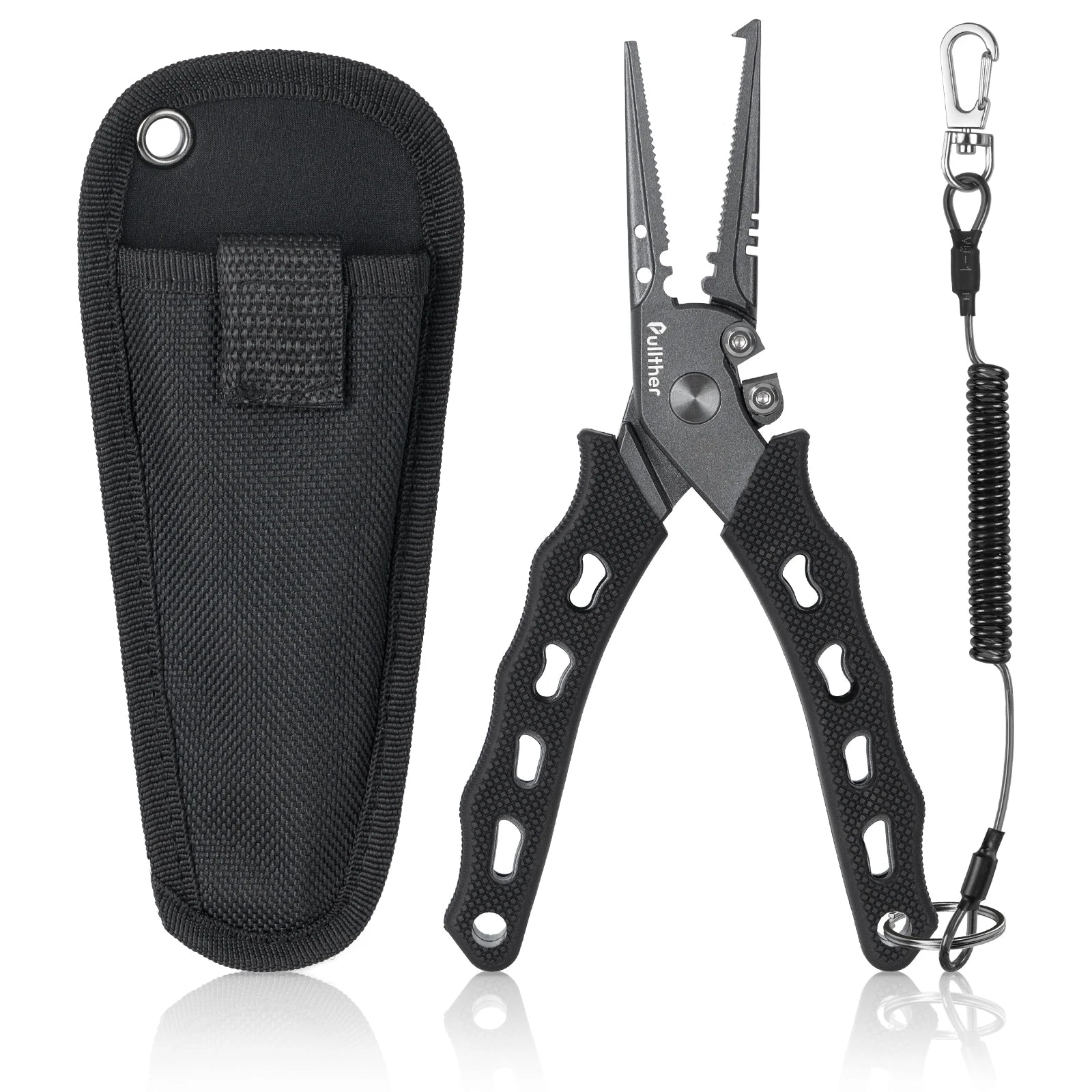 Pullther Stainless Steel Fishing Pliers | Multifunction Braid Cutters, Crimper & Hook Removerer Pliers Set Fishing Tackle Tools