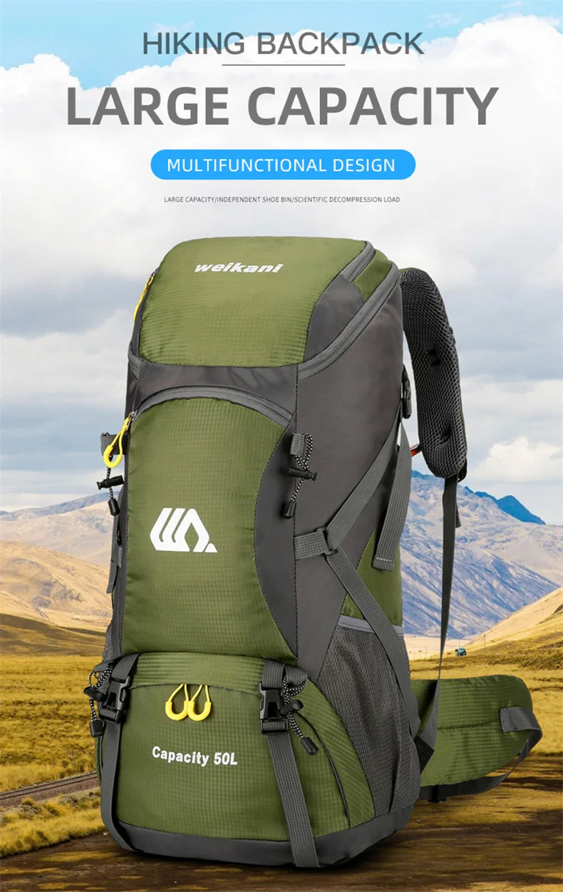 50L Travel Backpack | Waterproof Hiking Camping Rucksack for Men, Large Outdoor Climbing & Mountaineering Bag