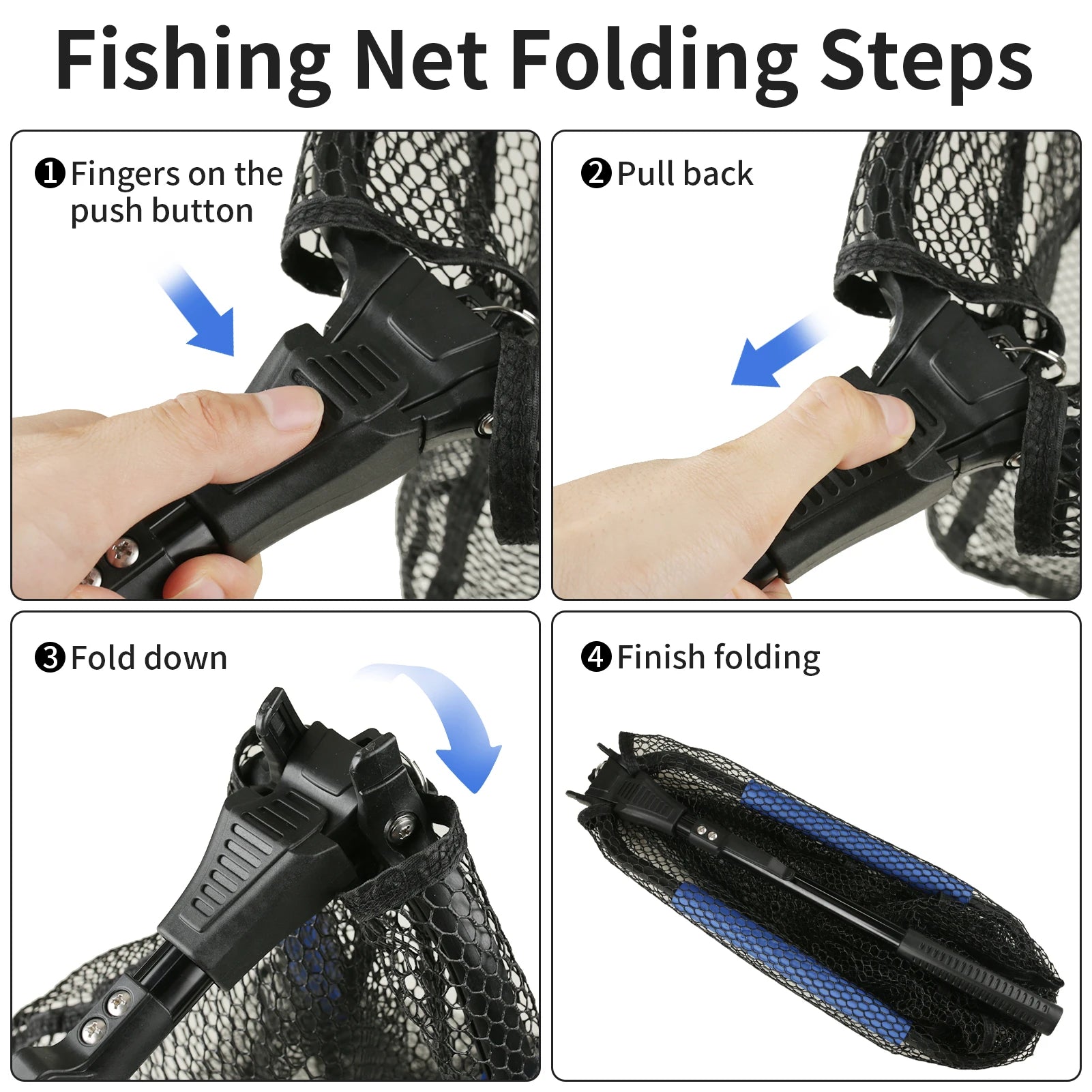 Telescopic Aluminum Fishing Landing Net | Durable Folding Mesh Net for Safe Catch & Release (55cm / 130cm / 190cm)