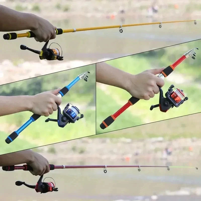 Telescopic Fishing Rod and Reel Combo Kit with Hooks, Baits, and Travel Case
