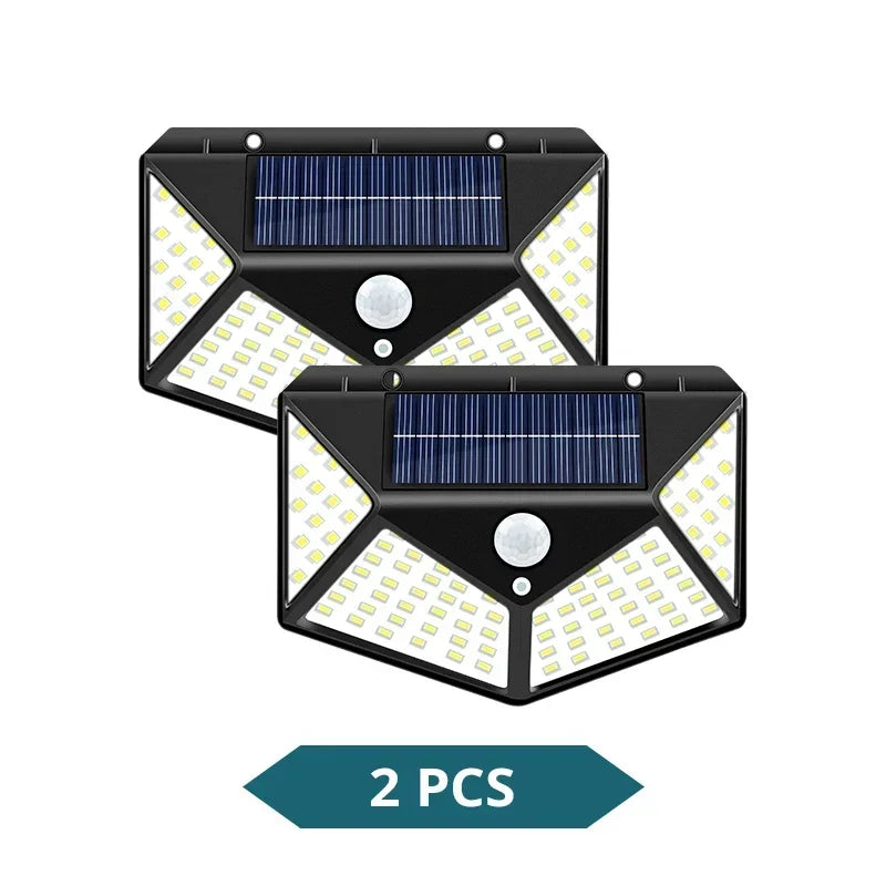 Solar Motion Sensor Wall Lights – 100 LED Outdoor Security Lamps