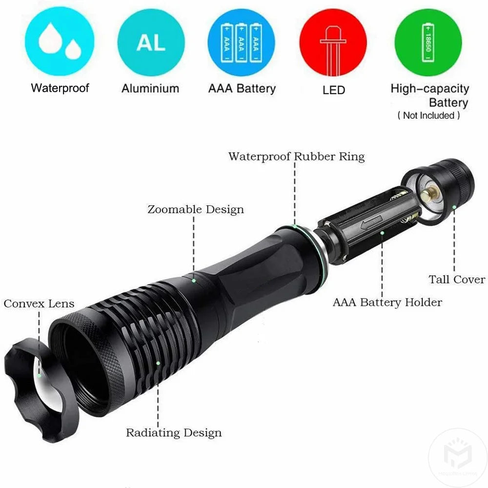 2-in-1 UV Flashlight | Rechargeable Zoomable LED Blacklight Torch for Pet Urine & Stain Detection