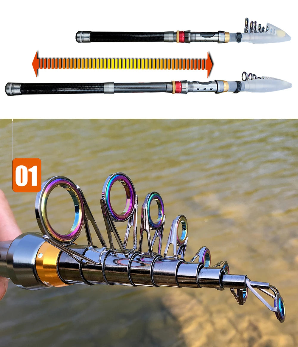 Carbon Fiber Telescopic Fishing Rod & Spinning Reel Combo