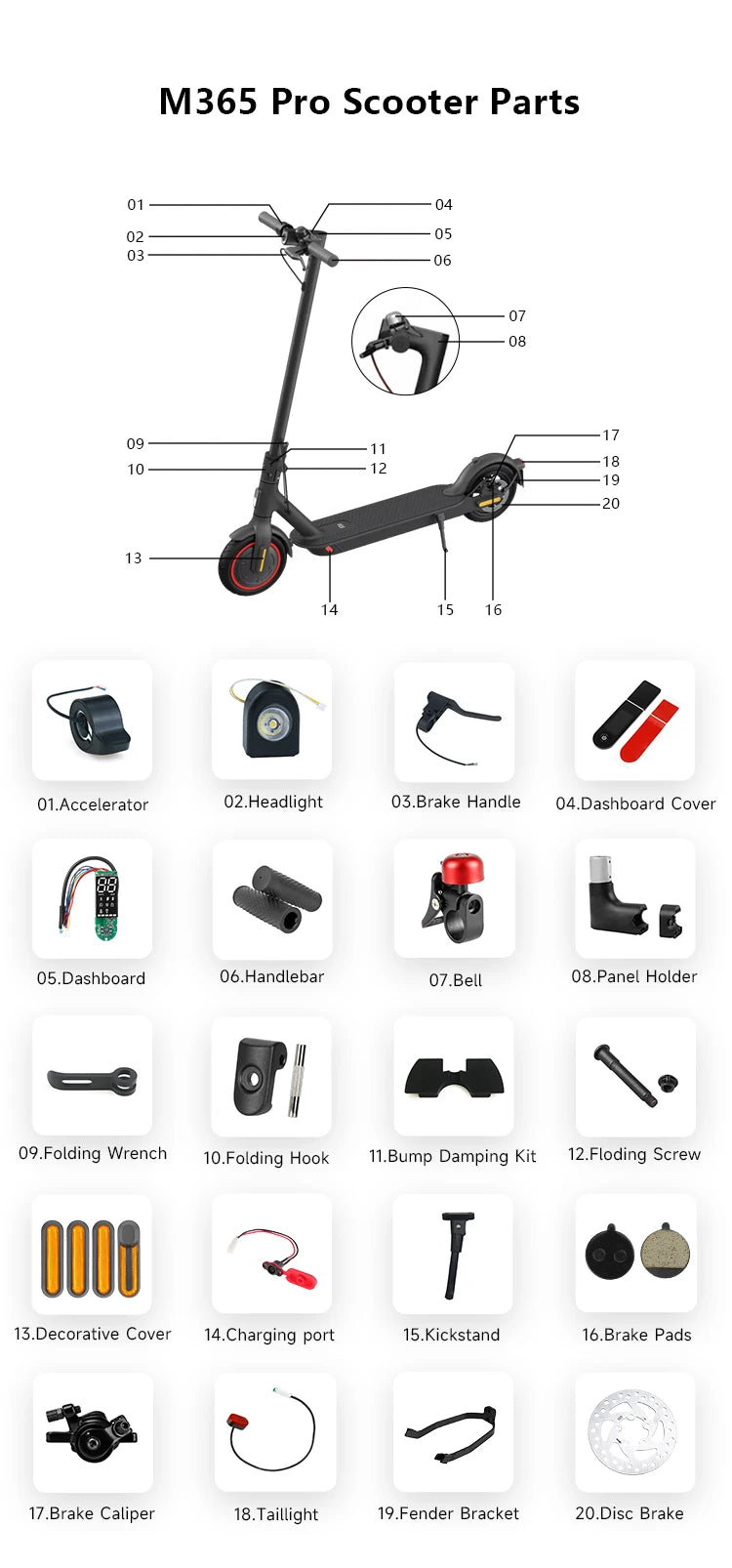Electric Scooter Replacement Accessories