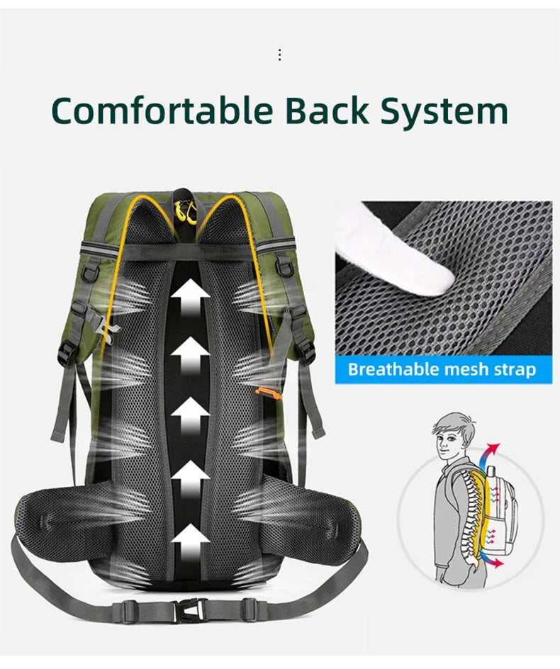 50L Travel Backpack | Waterproof Hiking Camping Rucksack for Men, Large Outdoor Climbing & Mountaineering Bag