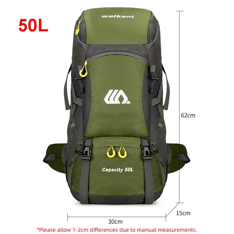 50L Travel Backpack | Waterproof Hiking Camping Rucksack for Men, Large Outdoor Climbing & Mountaineering Bag