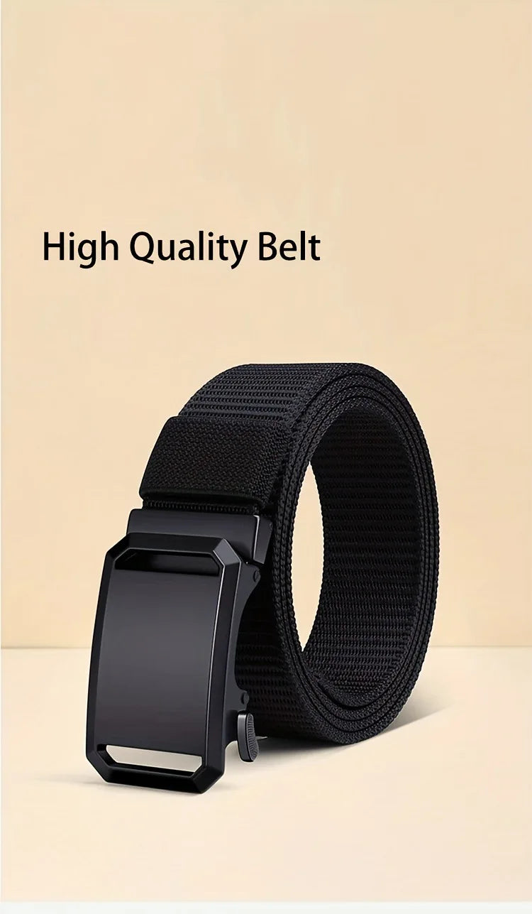 Automatic Buckle Tactical Belt | Durable Canvas Waist Belt for Men Outdoor, Hunting, Training, Casual Wear