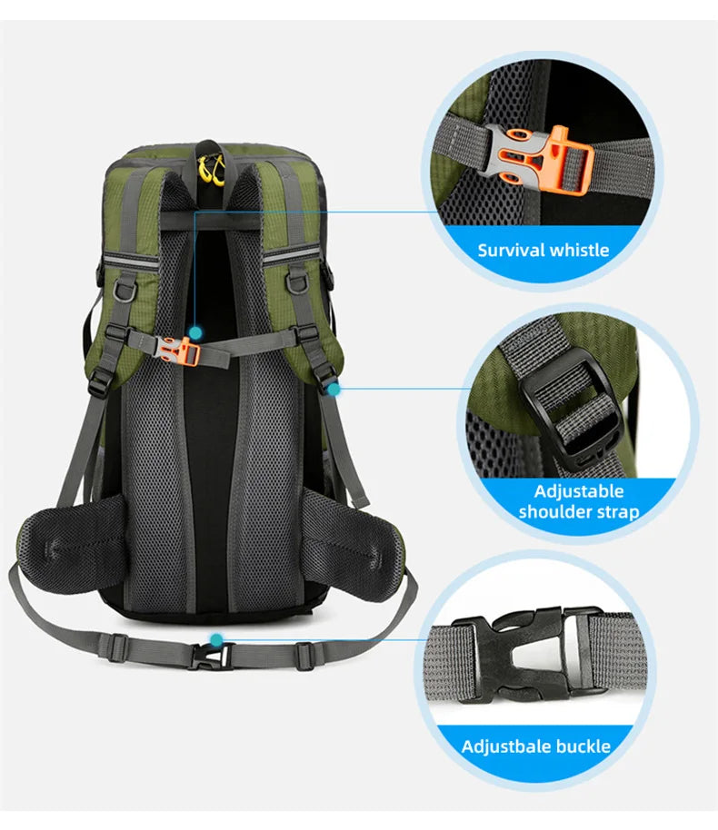 50L Travel Backpack | Waterproof Hiking Camping Rucksack for Men, Large Outdoor Climbing & Mountaineering Bag