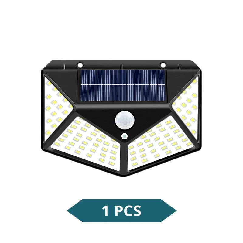 Solar Motion Sensor Wall Lights – 100 LED Outdoor Security Lamps