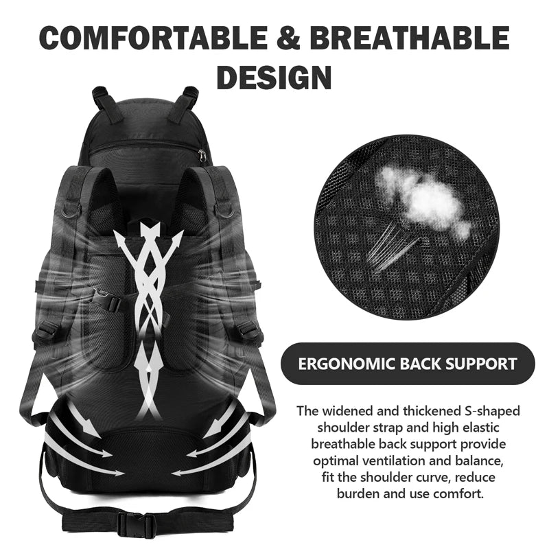 90L Waterproof Hiking Backpack | Large Capacity Camping & Trekking Rucksack for Men, Outdoor Travel Bag