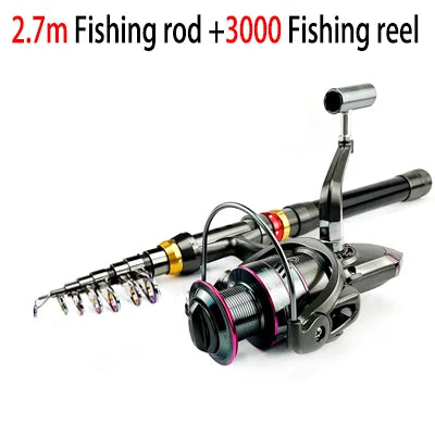 Carbon Fiber Telescopic Fishing Rod & Spinning Reel Combo