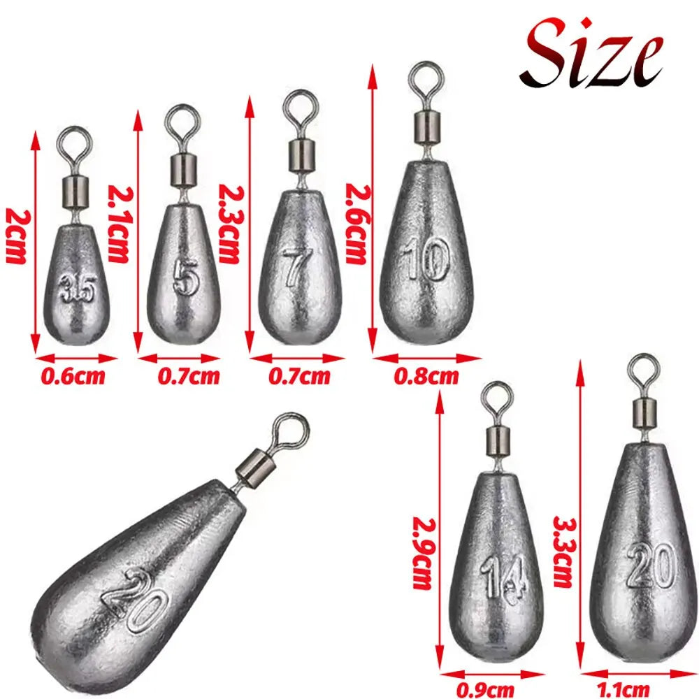 Drop Shot Fishing Weights – 15PCS Metal Sinkers Set | 3.5g–20g Tube Bullet Weights for Freshwater & Saltwater