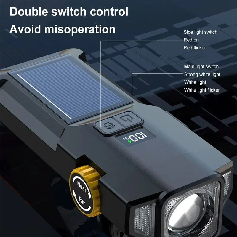 000mAh 2000LM Solar Powered Bike Light