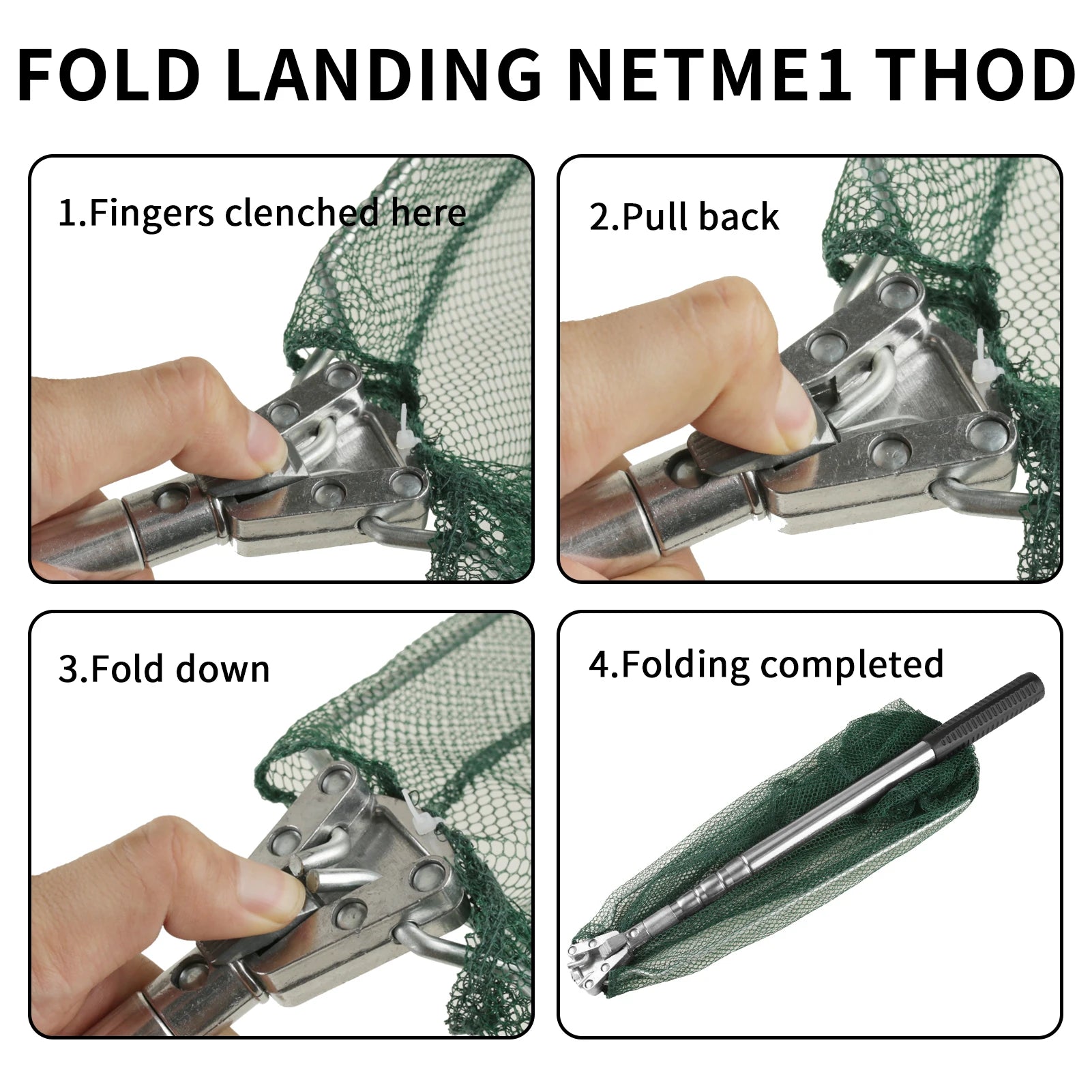 Telescopic Aluminum Fishing Landing Net | Durable Folding Mesh Net for Safe Catch & Release (55cm / 130cm / 190cm)