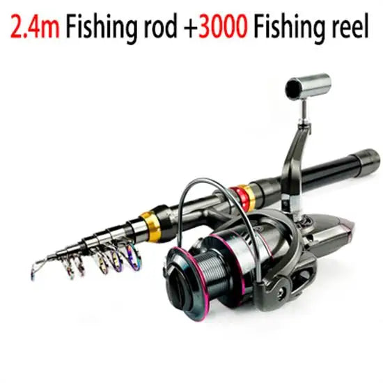Carbon Fiber Telescopic Fishing Rod & Spinning Reel Combo