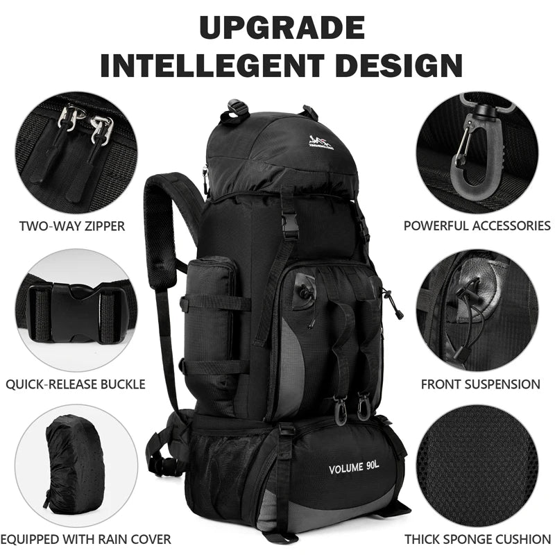 90L Waterproof Hiking Backpack | Large Capacity Camping & Trekking Rucksack for Men, Outdoor Travel Bag