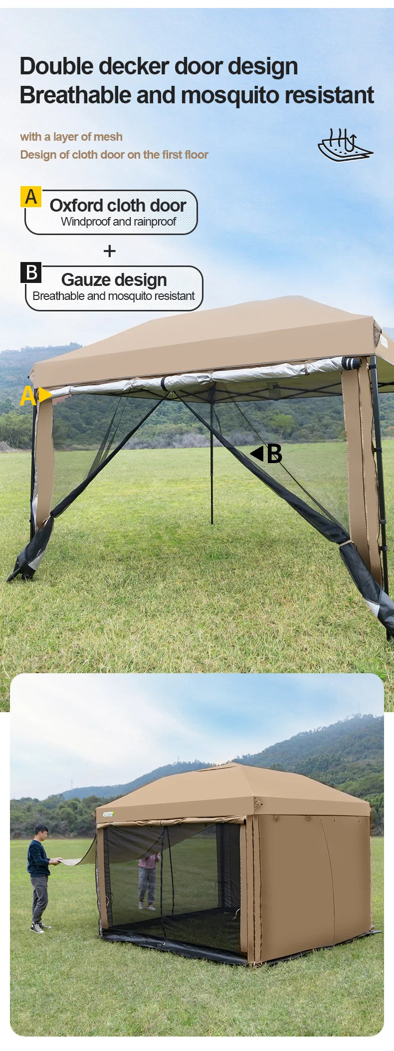 10x10 FT Pop Up Canopy Tent with Sidewalls Outdoor Event Gazebo Shelter
