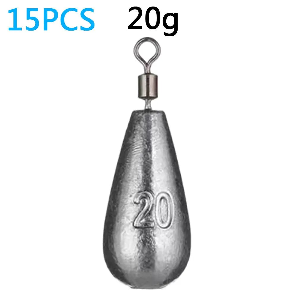Drop Shot Fishing Weights – 15PCS Metal Sinkers Set | 3.5g–20g Tube Bullet Weights for Freshwater & Saltwater