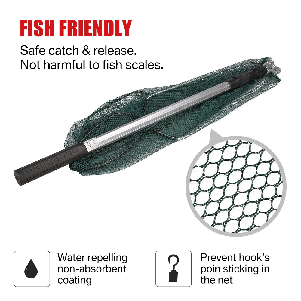 Telescopic Aluminum Fishing Landing Net | Durable Folding Mesh Net for Safe Catch & Release (55cm / 130cm / 190cm)