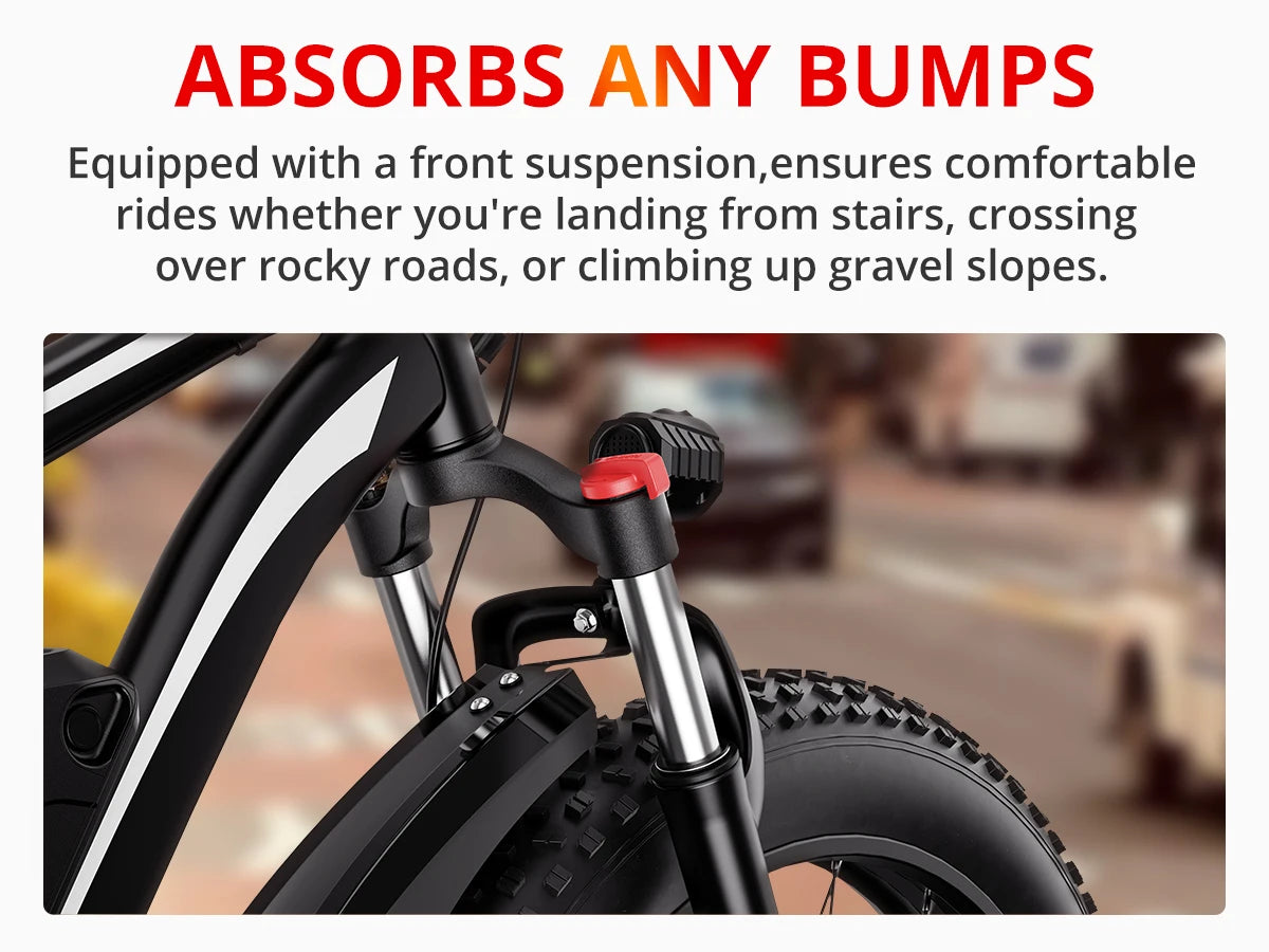 AMYET EB26 Electric Bike | 1500W Peak Motor, 48V 15Ah Battery, 26" Fat Tire Mountain E-Bike for Adults