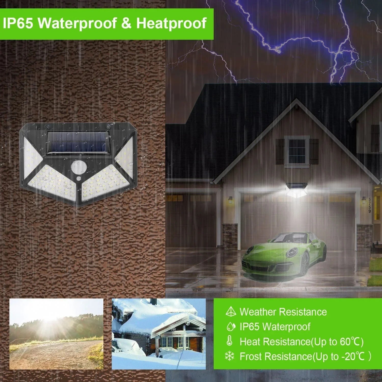 100 LED Solar Wall Lamp | Outdoor Waterproof Motion Sensor Street & Garden Light