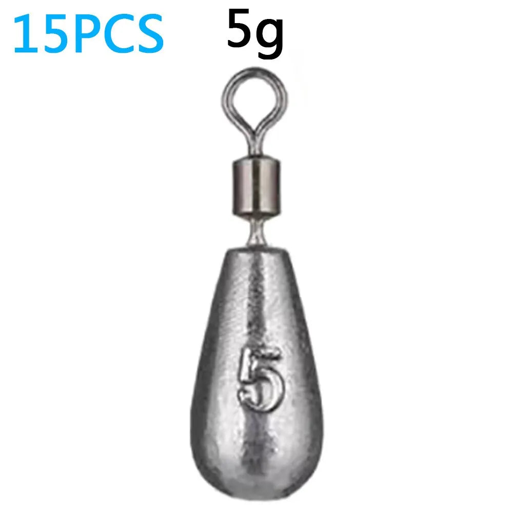 Drop Shot Fishing Weights – 15PCS Metal Sinkers Set | 3.5g–20g Tube Bullet Weights for Freshwater & Saltwater