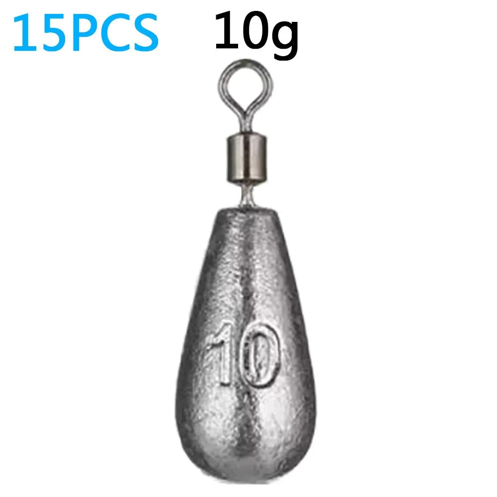 Drop Shot Fishing Weights – 15PCS Metal Sinkers Set | 3.5g–20g Tube Bullet Weights for Freshwater & Saltwater