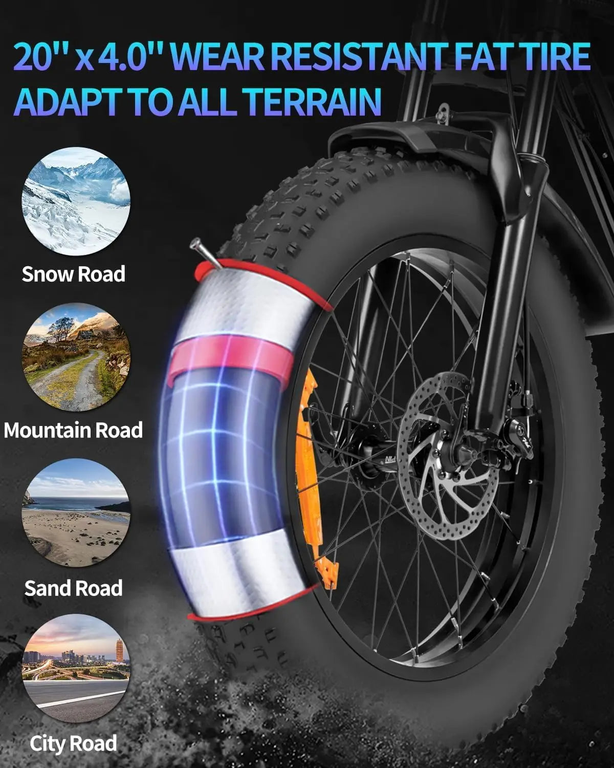 Ridstar Q20 Lite Electric Bike 1200W 48V 15Ah 20" Fat Tire Mountain & Urban E-Bike