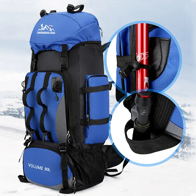 90L Waterproof Hiking Backpack | Large Capacity Camping & Trekking Rucksack for Men, Outdoor Travel Bag