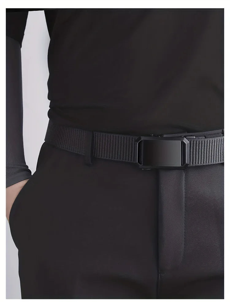 Automatic Buckle Tactical Belt | Durable Canvas Waist Belt for Men Outdoor, Hunting, Training, Casual Wear