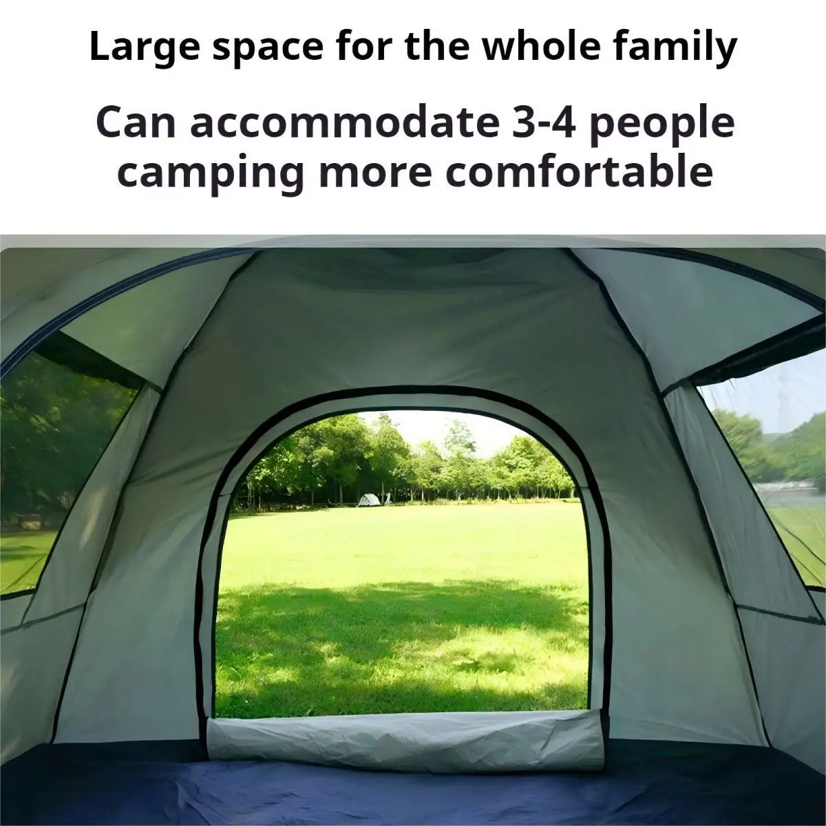 Automatic Quick-Opening Camping Tent with 2 Doors and 2 Windows Outdoor Travel Shelter