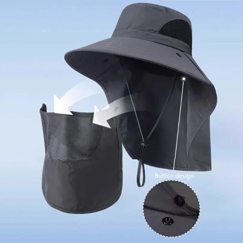Summer Sun Hat with UV Protection | Outdoor Fishing, Hiking, Camping Bucket Cap with Neck Flap for Men & Women