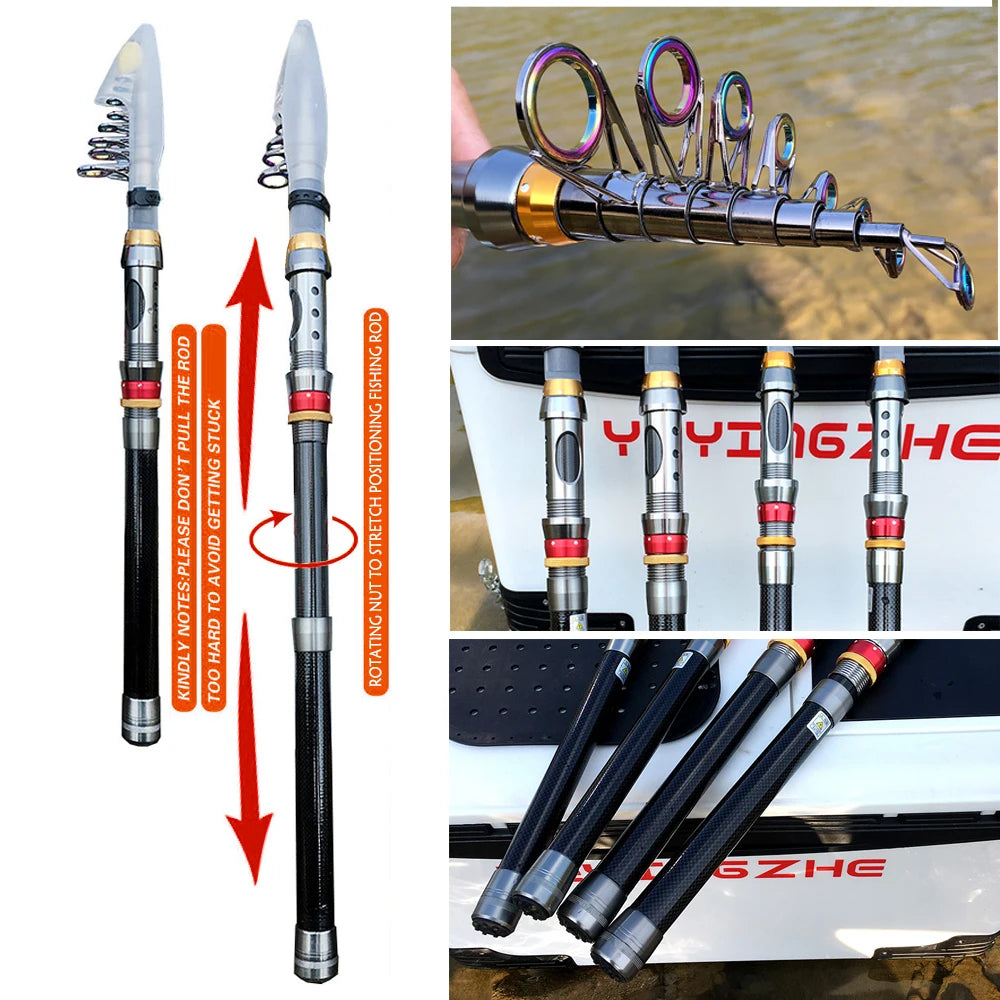 Carbon Fiber Telescopic Fishing Rod & Spinning Reel Combo