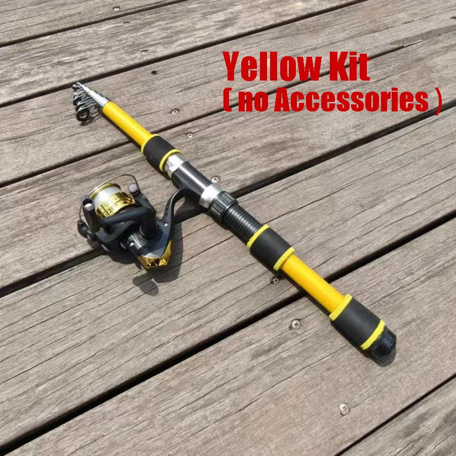 Santa King Fishing Rod Reel Combo Kit | Telescopic Travel Fishing Pole with Spinning Reel, Baits & Hooks