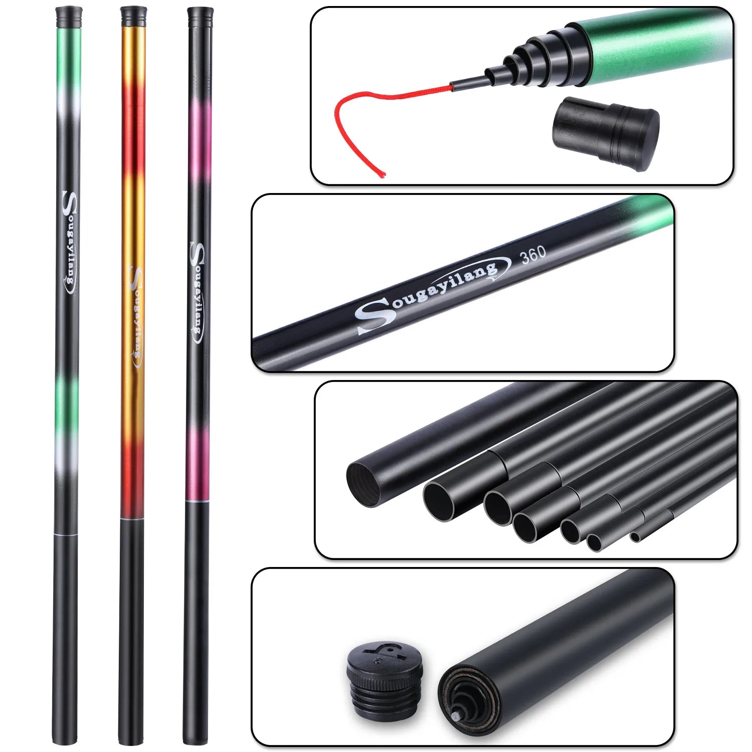 Sougayilang Ultralight Telescopic Carp Fishing Rod | 2.7M–5.4M Portable Carbon Pole | Max Drag 5kg