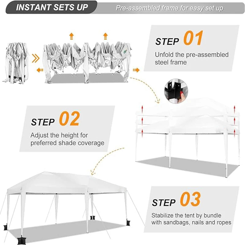 10x20 FT Pop Up Canopy Tent with 6 Sidewalls Waterproof Outdoor Event Shelter