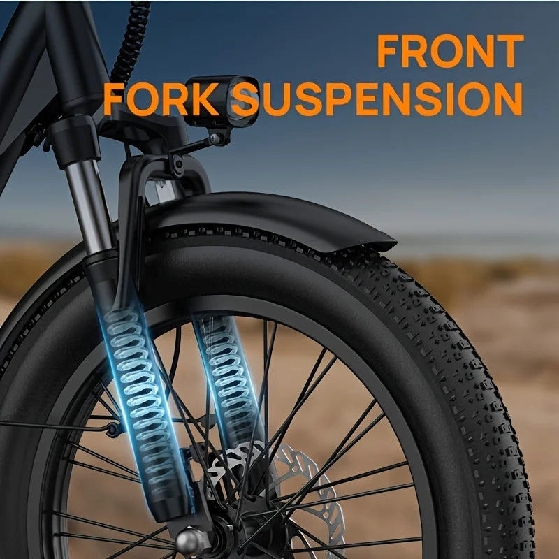 1000W E20 Electric Bike 48V 13Ah Removable Battery 20"x3" Fat Tire 7-Speed